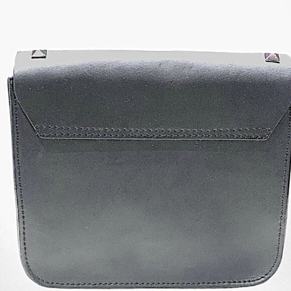 Borse in Pelle Black Studded Matte Leather Crossbody Bag w/Chainstrap - Picture 7 of 15